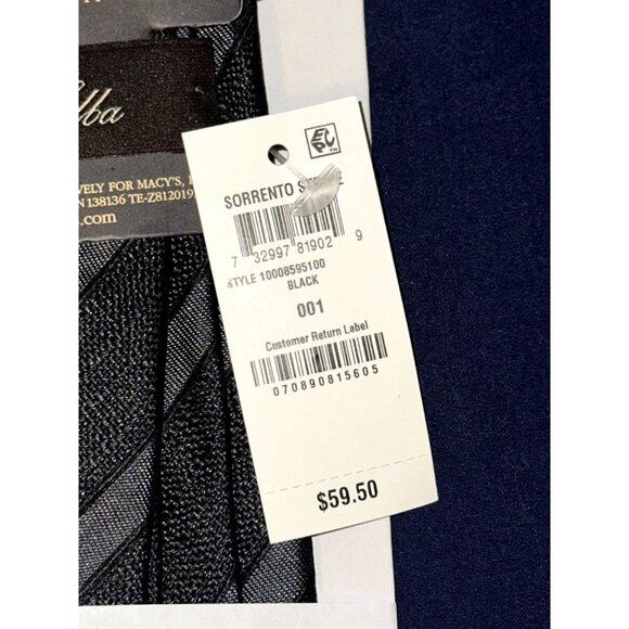 Tasso Elba Mens Sorrento Silk Striped Neck Tie Black OS, NWT - Picture 3 of 3